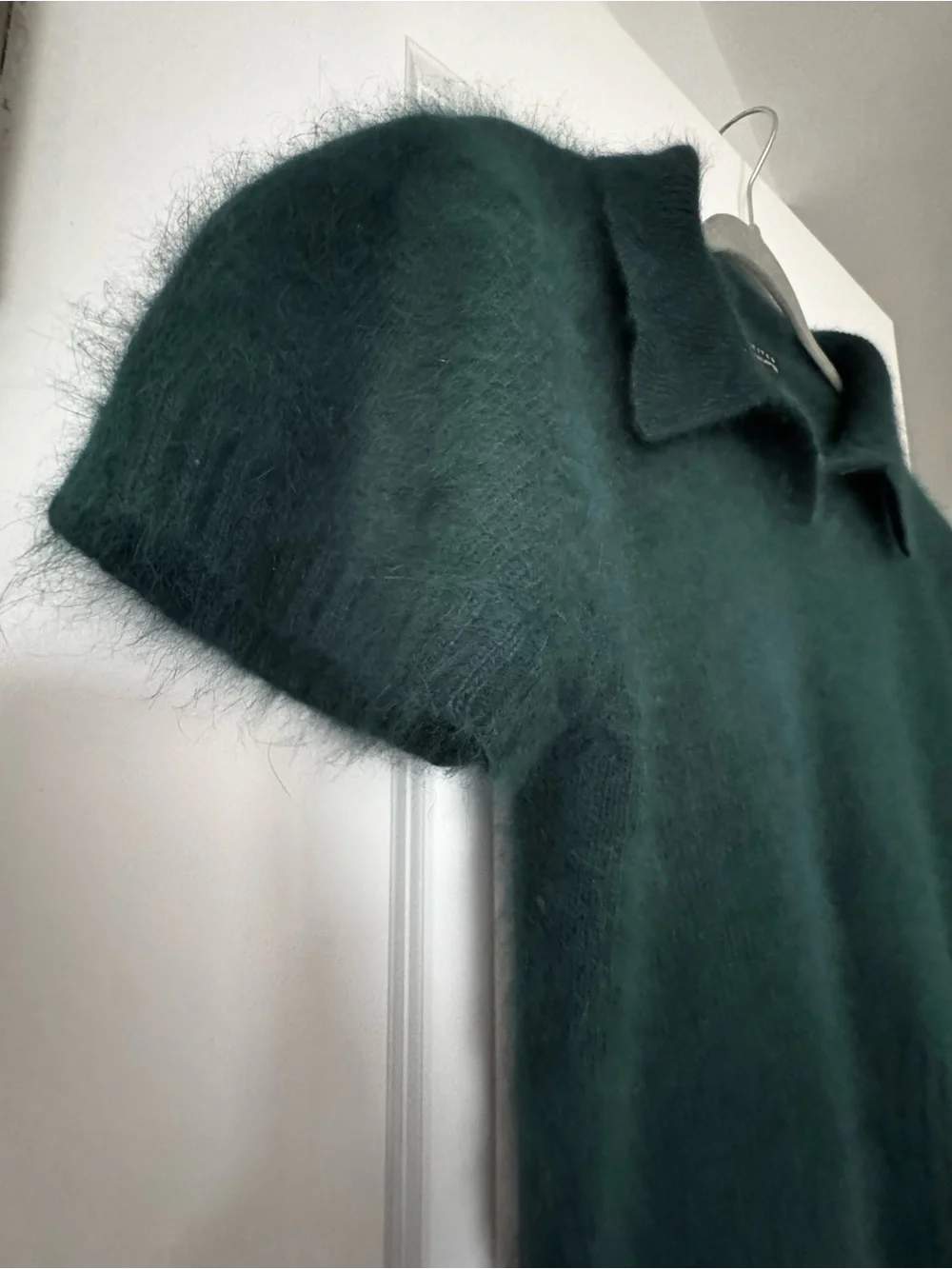 Vintage The Limited Angora Fuzzy Polo Sweater Green Size M 90s